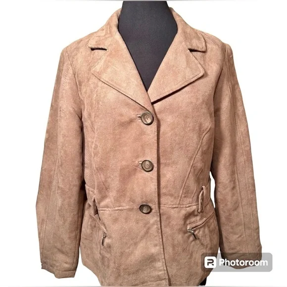 Chico's Belted Faux Suede Jacket Size 2 Large - Picture 1 of 12